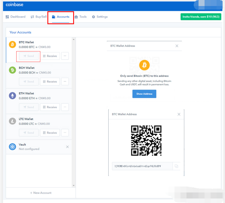 Send Bitcoin on Coinbase